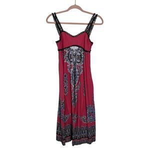 Akualani‎ Pink 100% Viscose Sleeveless Side Zipper Slip Sheath Midi Dress Size S